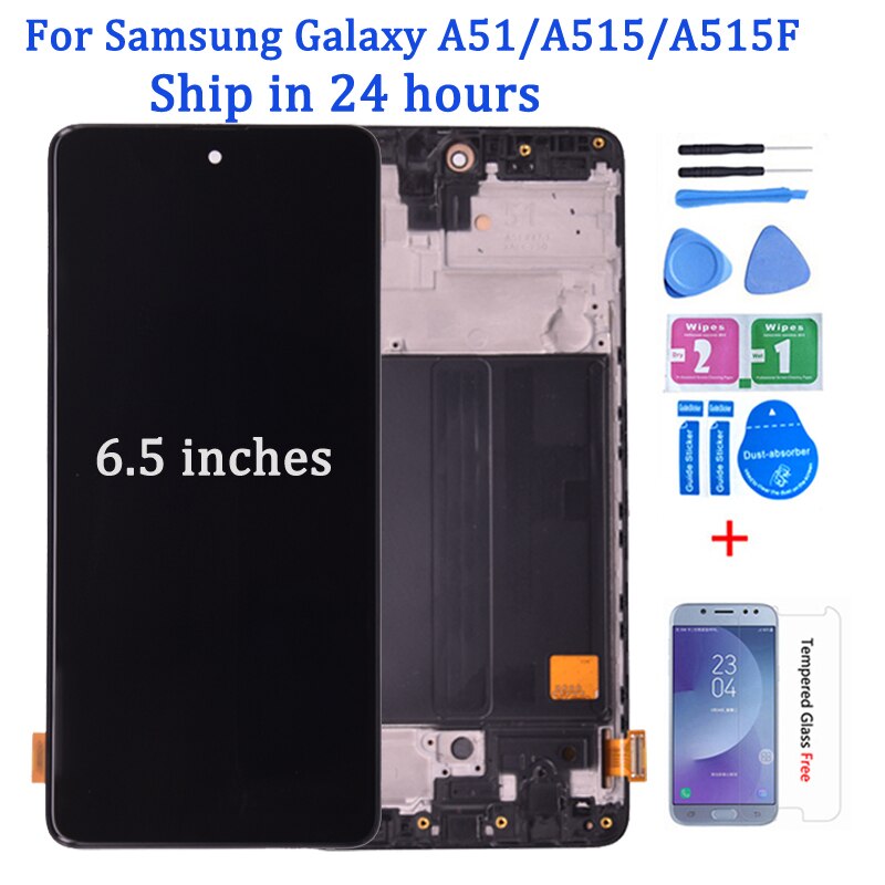 6.5 &#39;&#39;Anzeige Für Samsung Galaxis A51 LCD berühren Bildschirm mit Rahmen Digitizer Montage Für Samsung A515 A515F A515F/DS LCD Anzeige