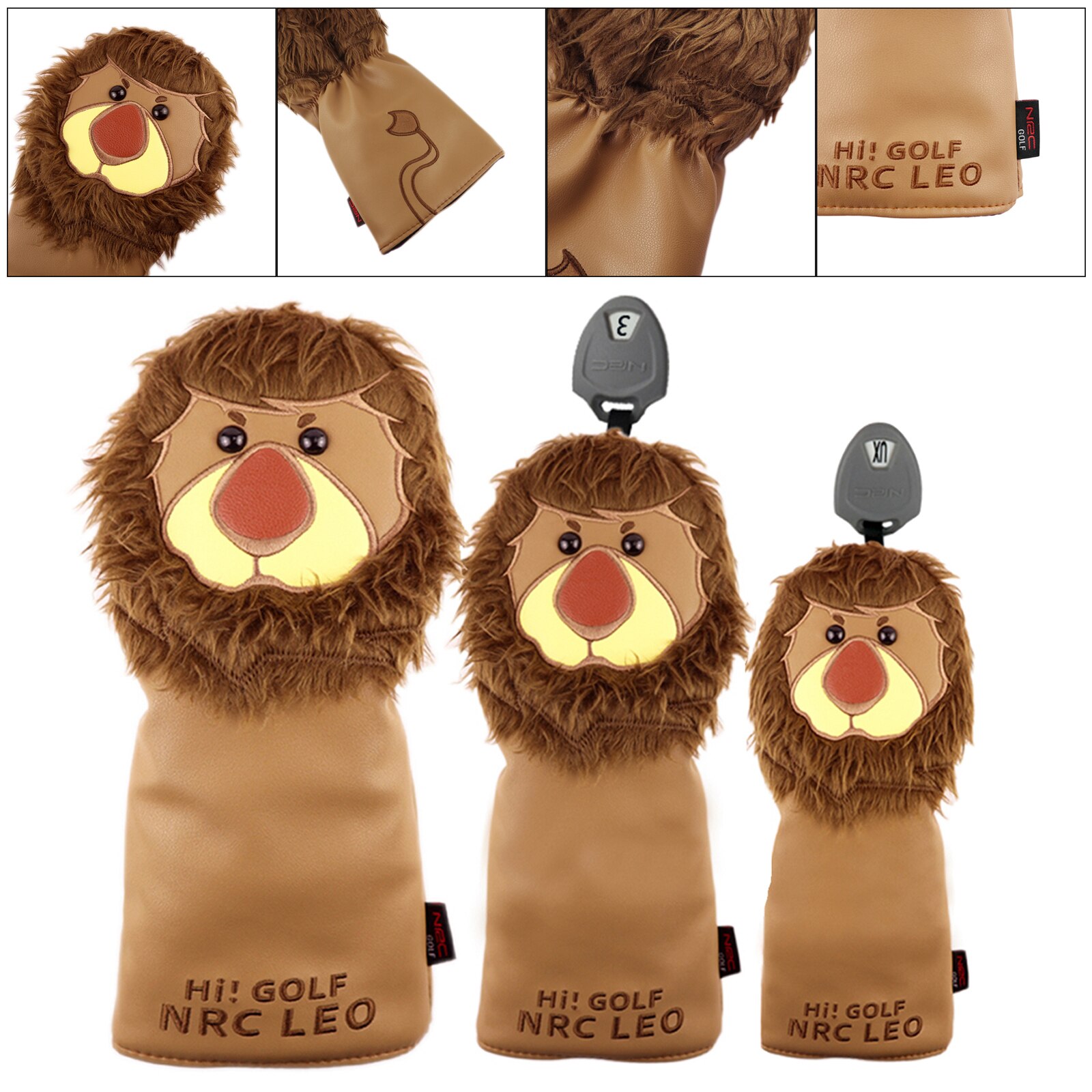 PU Leather Lion Animal Golf Club Head Cover Headcover for 460 Cc Wood Driver Golf Accessories