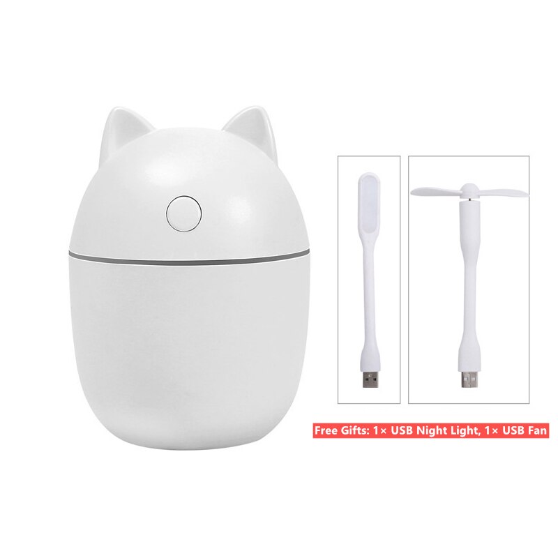 Humidificateur portable usb à 220ml niveaux , diffuseur ultrasonique à brume fraîche, humidificateur d'air, purificateur avec veilleuse et ventilateur: 01