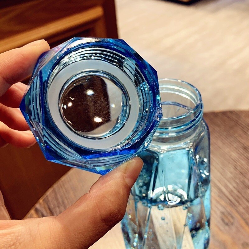 450ml krystal diamant vand kop shaker flaske milkshake flaske kop udendørs bærbar plast vand kop med børste og opbevaringspose