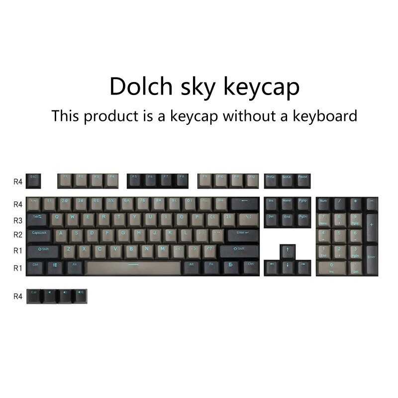 69HA Dolch Sky PBT Keycap Set Two-color Injection Blue Font 87 104 108 Black Gray Cherry Profile Mechanical Keyboard Keycaps