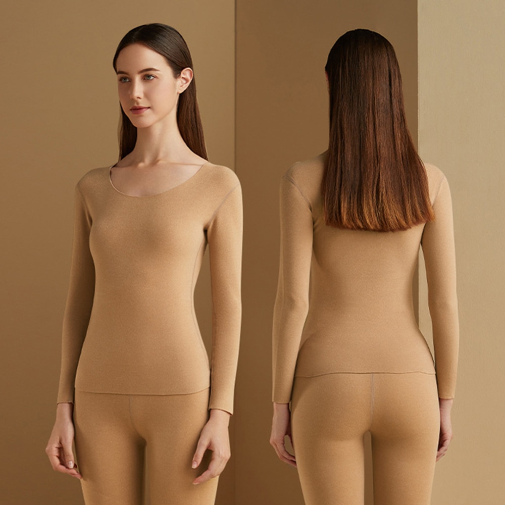 Intimo termico da donna Abbigliamento invernale da uomo Senza cuciture Spessore doppio strato Lingerie calda Set di abbigliamento termico da donna Donna 2 pezzi
