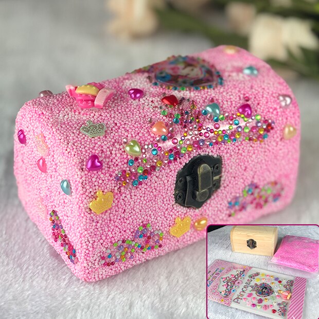 Enfants fait à la main bricolage matériel sac fille en bois massif papeterie boîte boîte à crayons flocon de neige boue bâton perceuse boîte de rangement: S-5
