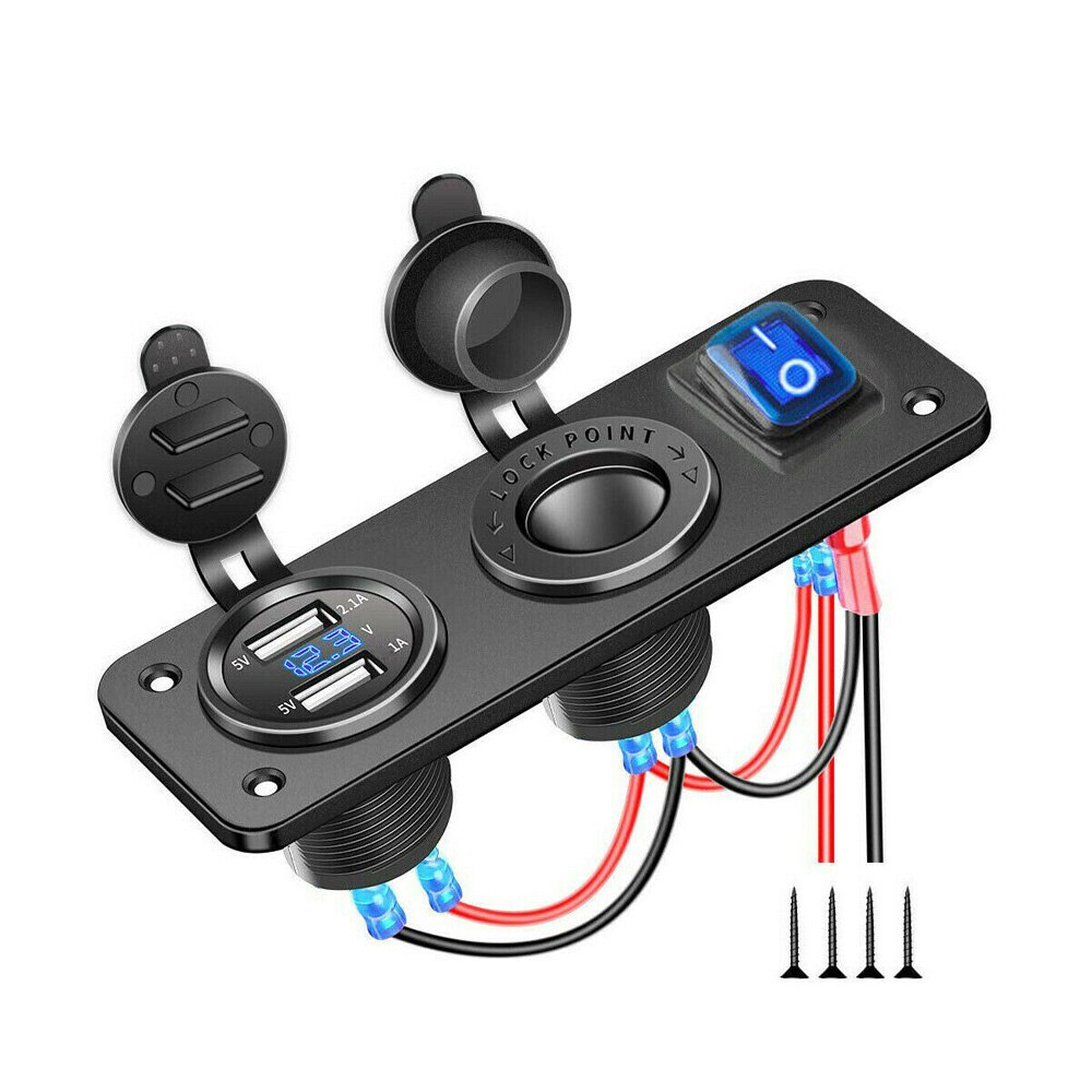 LED Marine charger Nylon+Plastic Replacement Waterproof Black DC 12-24V