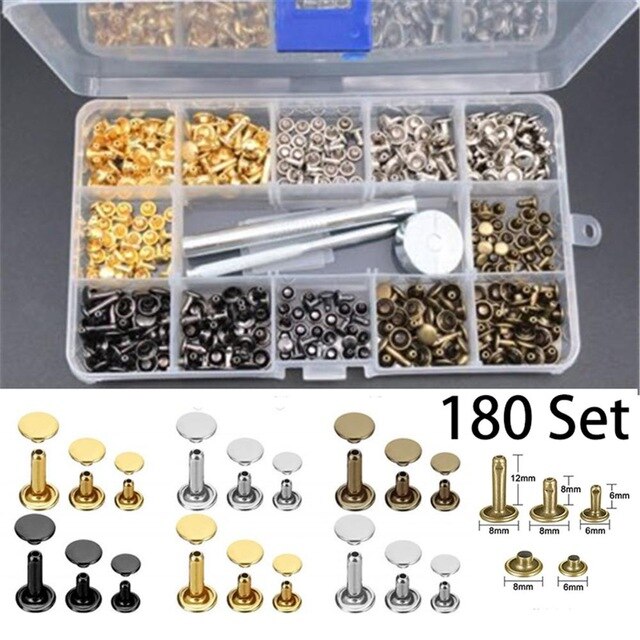 100/180/200 stk/sæt metal gennemføring øjenværktøj messing presenning telt flag fortelt lærred diy sæt kit ankomster tilbehør øjer: B 180 sæt