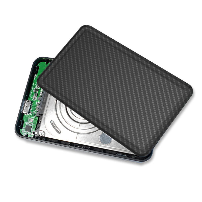 YI01-carcasa de disco duro SATA a USB3.0 HDD, caja de disco duro de almacenamiento externo móvil de fibra de carbono, Serial SATA SSD de 2,5 pulgadas