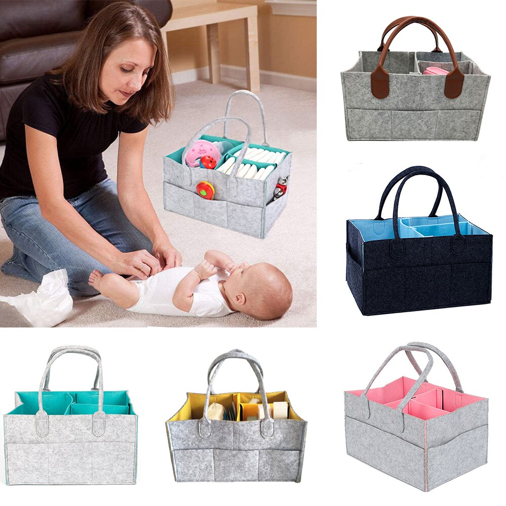 Cysincos filt stof opbevaringstaske sammenfoldelig baby stor størrelse ble caddy puslebord organisering legetøj opbevaring kurv bil organizer