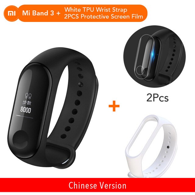 Originale Xiaomi Mi banda 3 Monitor di Frequenza Cardiaca di Bluetooth 4.2 Xaomi di Sport Intelligente Braccialetto OLED Miband 3 Smartband: Add White Strap