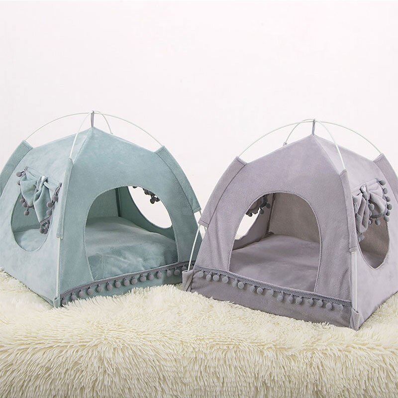 Foldable Pet Dog Tent House Portable Cute Pattern Soft Mat Sturdy Cat Cage Pet Cat Small Dog Puppy Kennel Tents Pet Supplies