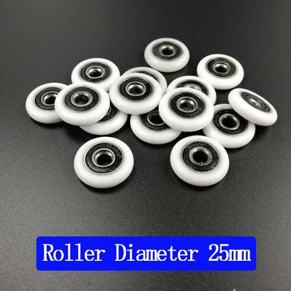Roulette de porte de salle de bain, rouleau de porte de douche coulissante. diamètre extérieur 19mm/20mm/22mm/23mm/25mm/27mm, alésage du roulement 5mm.: Diamètre 25mm