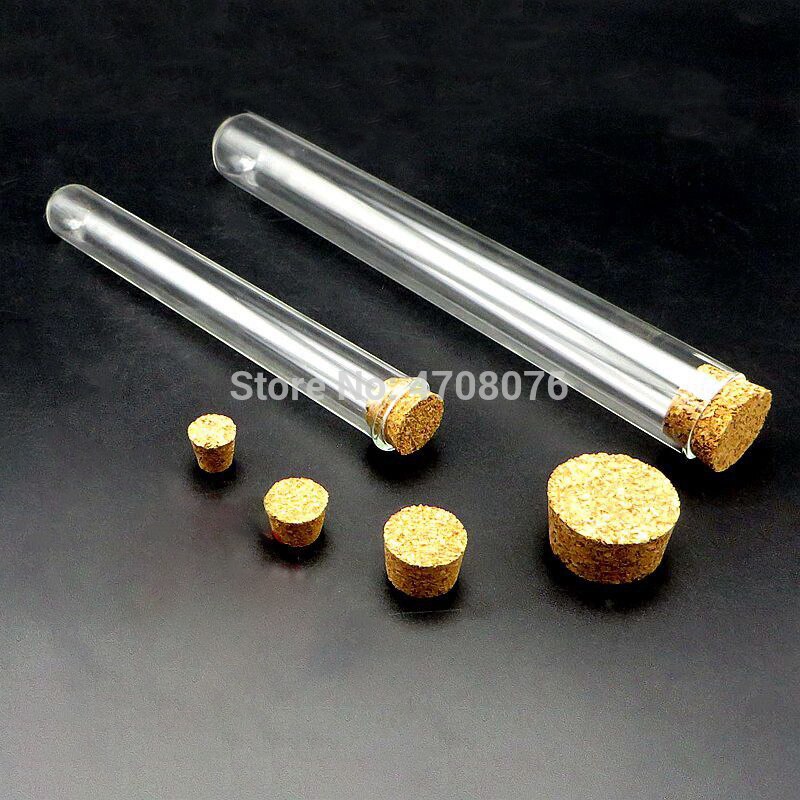 20x200mm 10pcs/lot Borosilicate clear lab glass test tubes with cork blowing glass Pyrex test tubes for scientific experiments