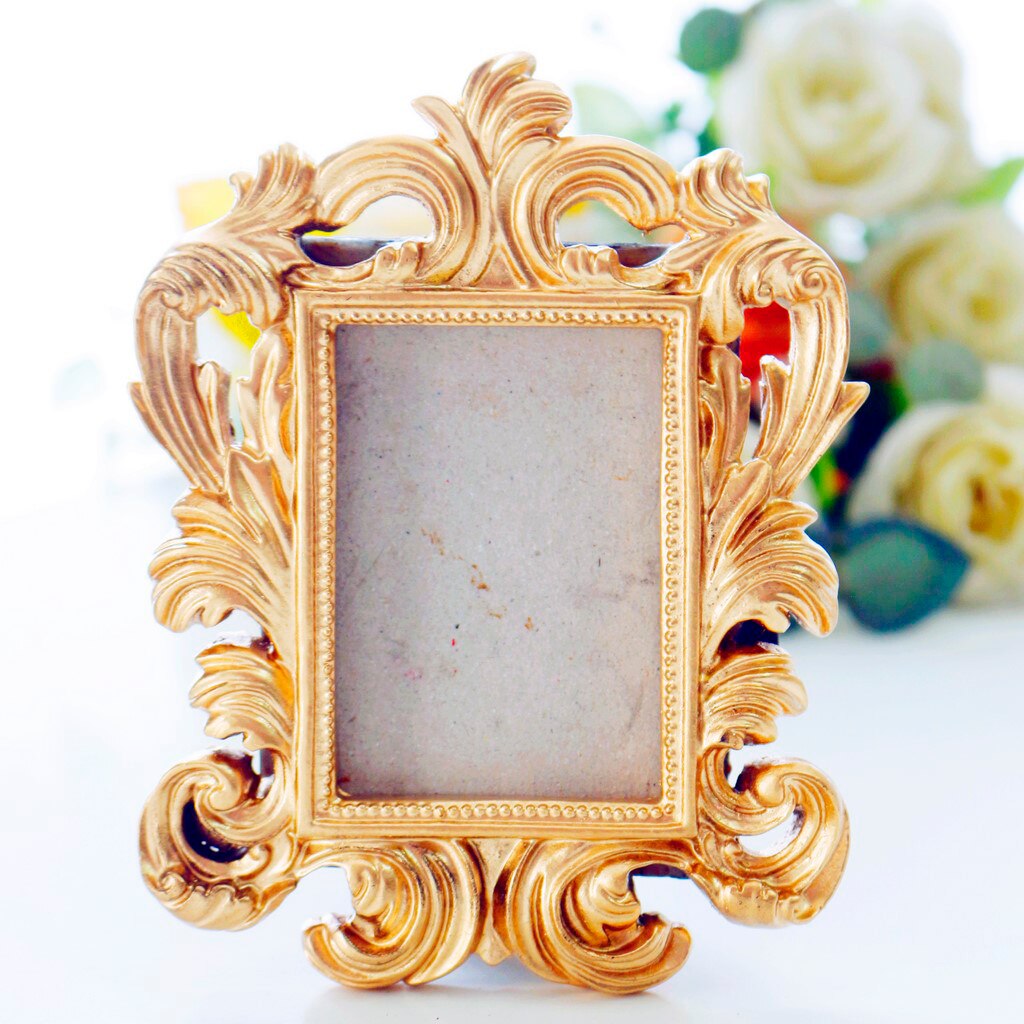 Mini Gouden Barokke Foto Foto Houder Retro Stijl Hars Stand Foto Fotolijst Wedding Home Decor Vriend Prop