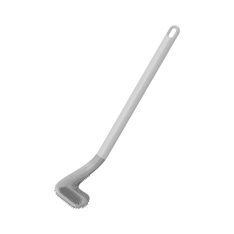 Brosse de toilette en caoutchouc souple, manche Long, en Silicone, pas de mort, nettoyage des toilettes, séchage rapide, accessoires de salle de bains: Gray A