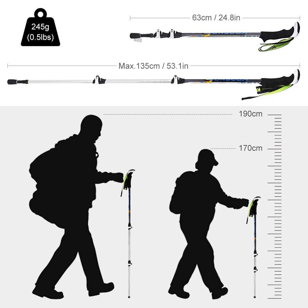 2pcs/lot Trekking Poles Walking Stick Nordic Walking Cane Aluminum Ski Camping Telescopic Baton Outdoor Hiking Poles Crutches
