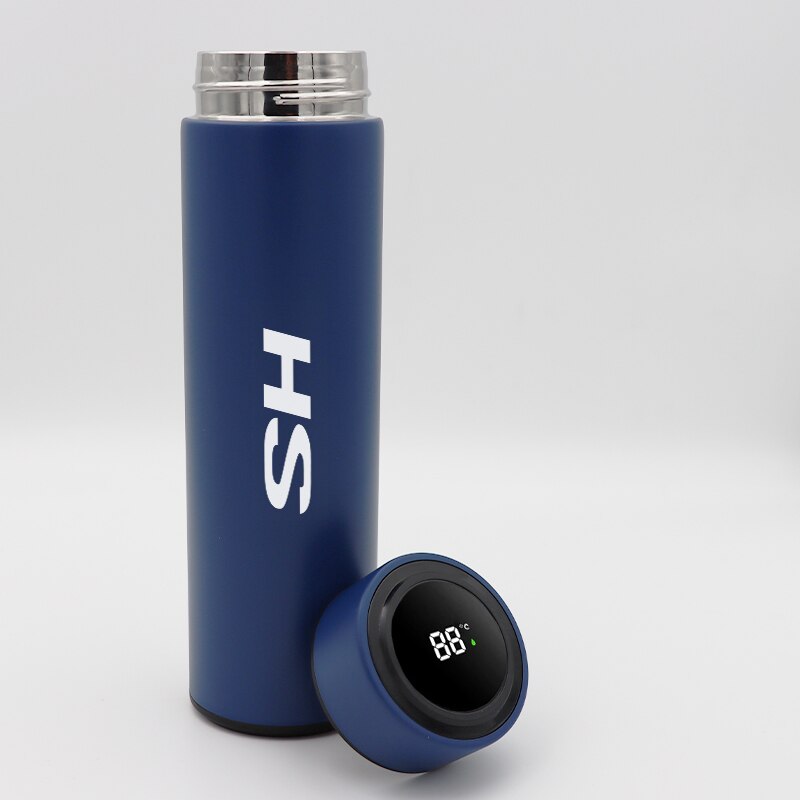 500ml inteligentny wyświetlacz cyfrowy dotyk samochodu temperatury termos ze stali nierdzewnej dla MG HS akcesoria samochodowe: niebieski
