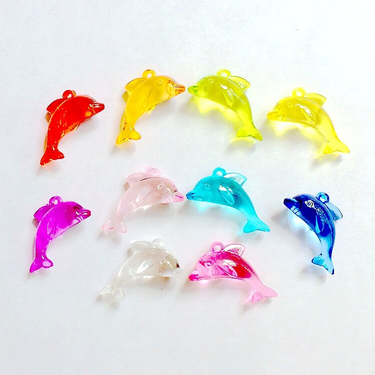 10 stk farve plastik akryl lille delfin vedhæng legetøj børn perler perler diy halskæde vedhæng små smykker materiale
