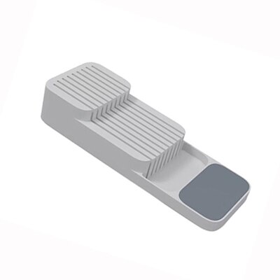 Plastic Knife Block Holder Drawer Knives Forks Spoons Storage Rack Knife Stand Cabinet Tray Kitchen Cultery Organizer: A-grey