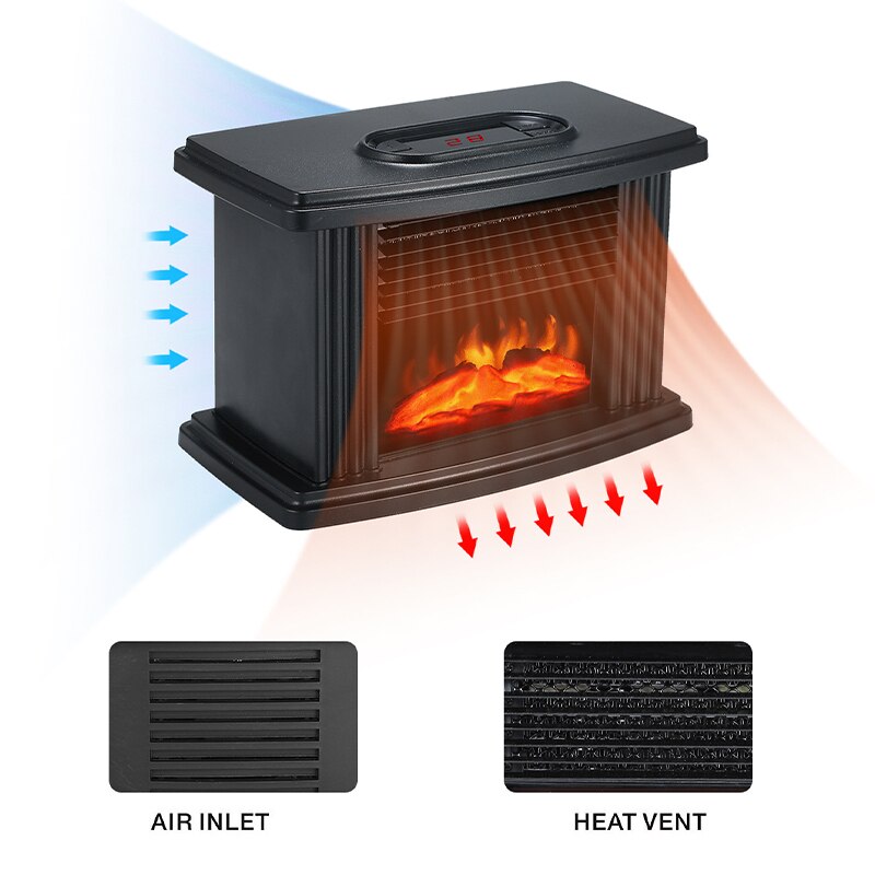 1000W Electric Fireplace Portable Home Heater Tabletop Fan Indoor Household Flame Heater Stove Decorate Fireplaces