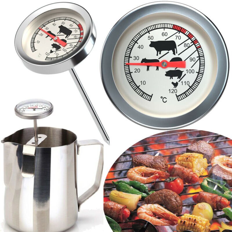 Stainless Steel Instant Read Probe Thermometer BBQ Food Cooking Meat Milk Gauge