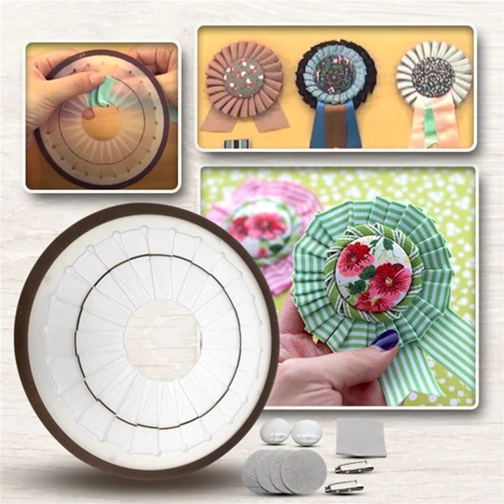 Rosette Maker DIY Paper Back Rosette Without Pin Badge Supply Materials For Badge Button Maker Rosette Brooch Kit