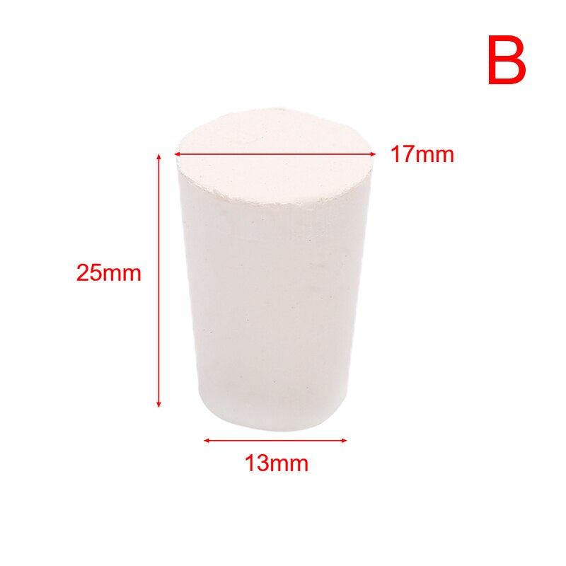 Juego de tapones de goma maciza para laboratorio, tapón de Color blanco, tapón de botella cónica, tapa sellada de tubo resistente al álcali, 5 o 10 Uds.: B