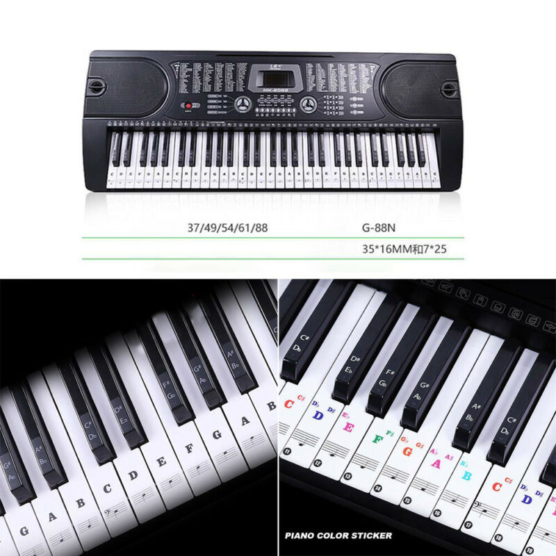 Piano Stickers Keyboard Music Note Chart Removable Decal 49, 54 ,61or 88 Keys