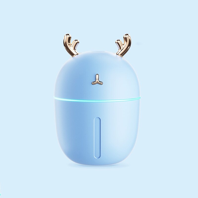 Portable Mini 300ml Humidifier cup USB Ultrasonic Car Aroma Diffuser Mist Maker Air Humidifier Purifier Ultrasonic LED Lamp: Blue