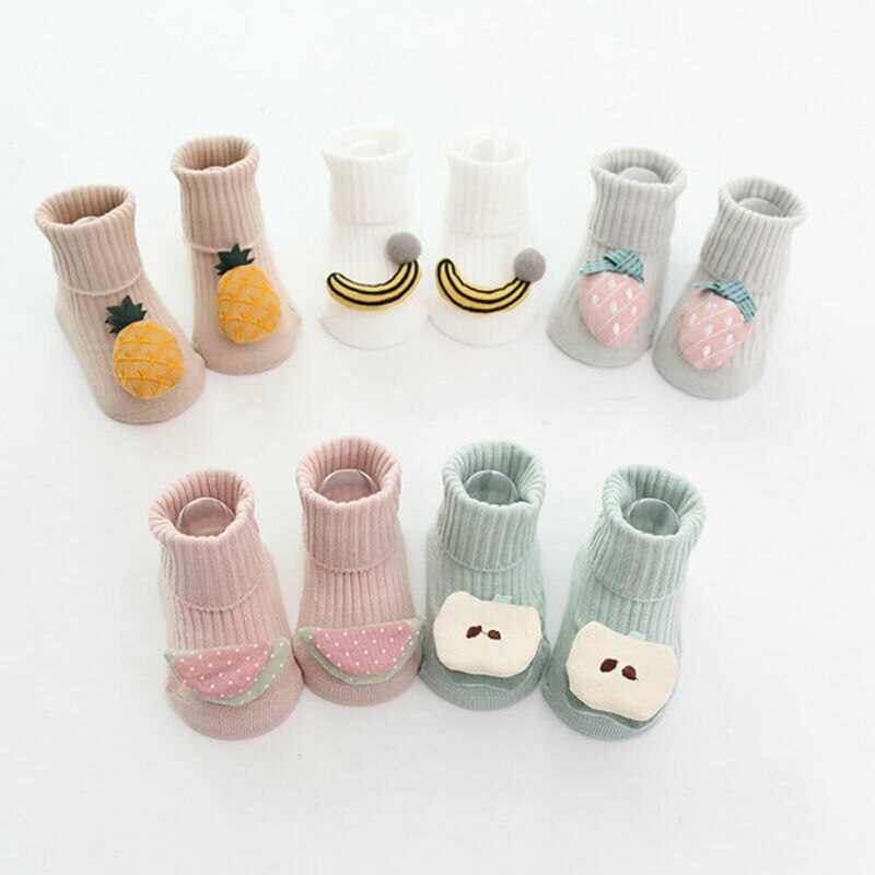 Baby Kleidung Kleinkind Baby Nicht-Slip Boot Socken Mädchen Winter Cartoon Warme Schuhe 3D Cartoon Obst Winter Warm haus Schuhe