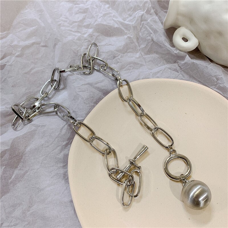 Chaîne brute boule ronde colliers or argent couleur à la Style chaînes givré cercle boule pendentif colliers pour femmes bijoux
