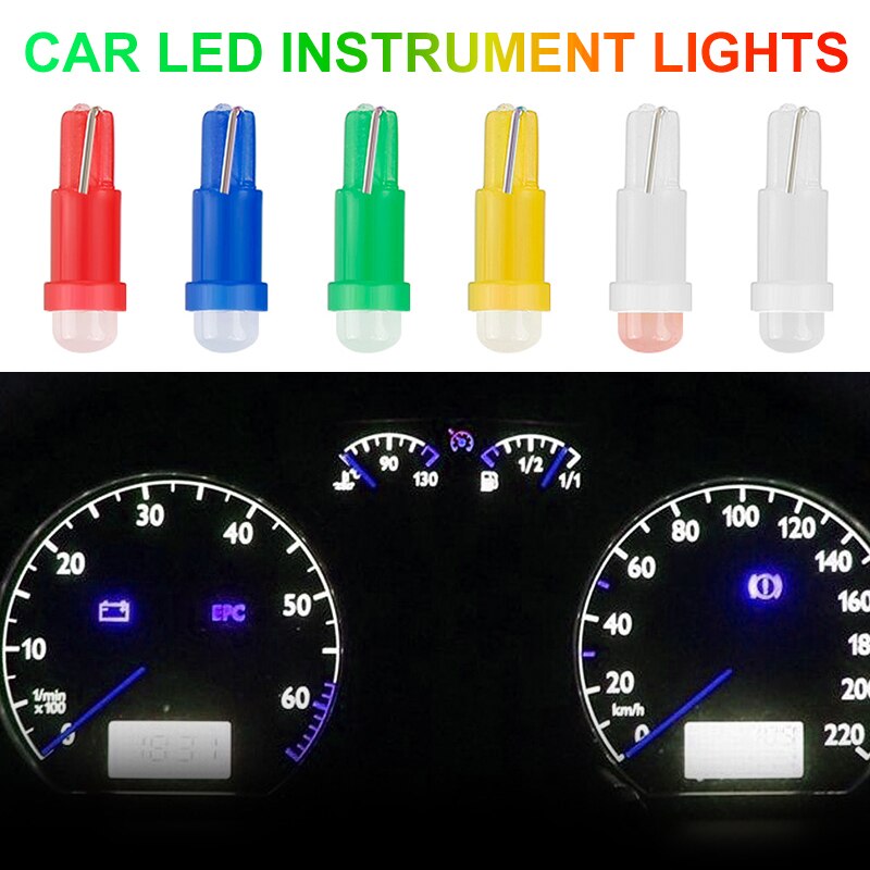 Luces LED T5 de 10 Uds. Para Interior de coche, luz LED para tablero de instrumentos con cuña lateral, bombilla LED superbrillante para accesorios de coche