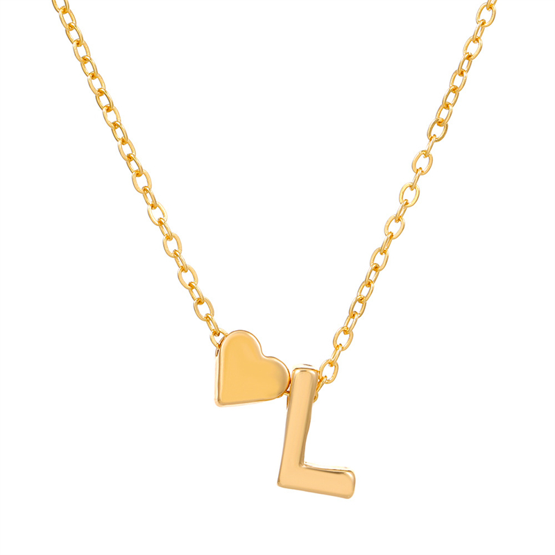 Nueva , collares de A-Z Capital para mujer, cadena corta de Color dorado, colgantes de corazón, artículos diarios sexis, joyería para el cuello, collar de decoración para: Color oro puro
