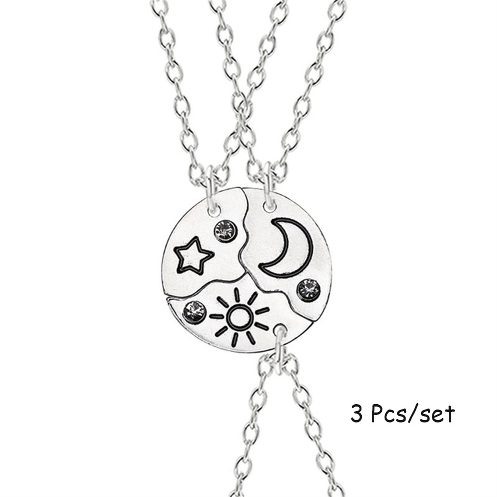 3/4- teiliges einstellen: halskette mit anhänger für beste freundinnen, Avocado-liebhaberin, gebrochenes herz, schlüsselbeinkette, bff-schmuck: Schwarz verzinkt