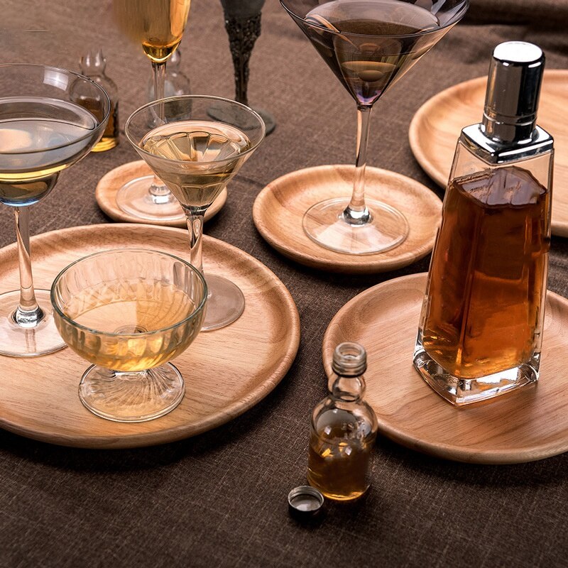 Wooden Serving Plates Set of 3 Dinner,Salad,and Dessert Plates for Eco-Friendly Living Solid Wood Snack Plate(3 Sizes)