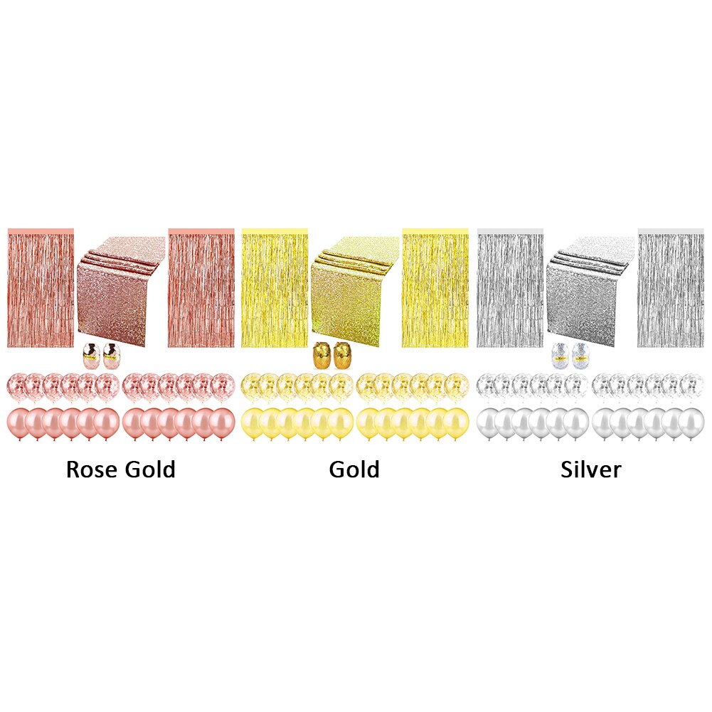 Baby Shower Party Decorations Kit Wedding Background Wall Birthday Fringe Curtain DIY Latex Reusable Home Confetti Balloons