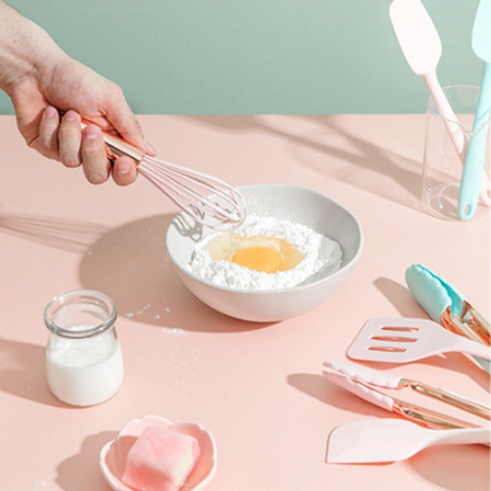 Silicone Kitchenware Cooking Utensils Kitchen Non-Stick Cookware Spatula Colander Mini Baking Tool Pink Handle Cooking