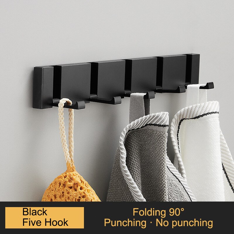 Porte-serviettes pliant Non marquant, sans poinçon, crochets muraux, porte-vêtements, pour salle de bains, cuisine, chambre à coucher, couloir
