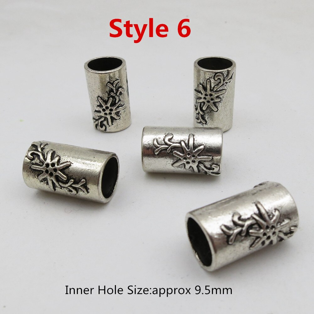 5 Stks/pak Big Hole Viking Haar Vlecht Dread Dreadlock Baard Kralen Ringen Buis Voor Vrouwen Mannen Haaraccessoires: 5pcs Style 6