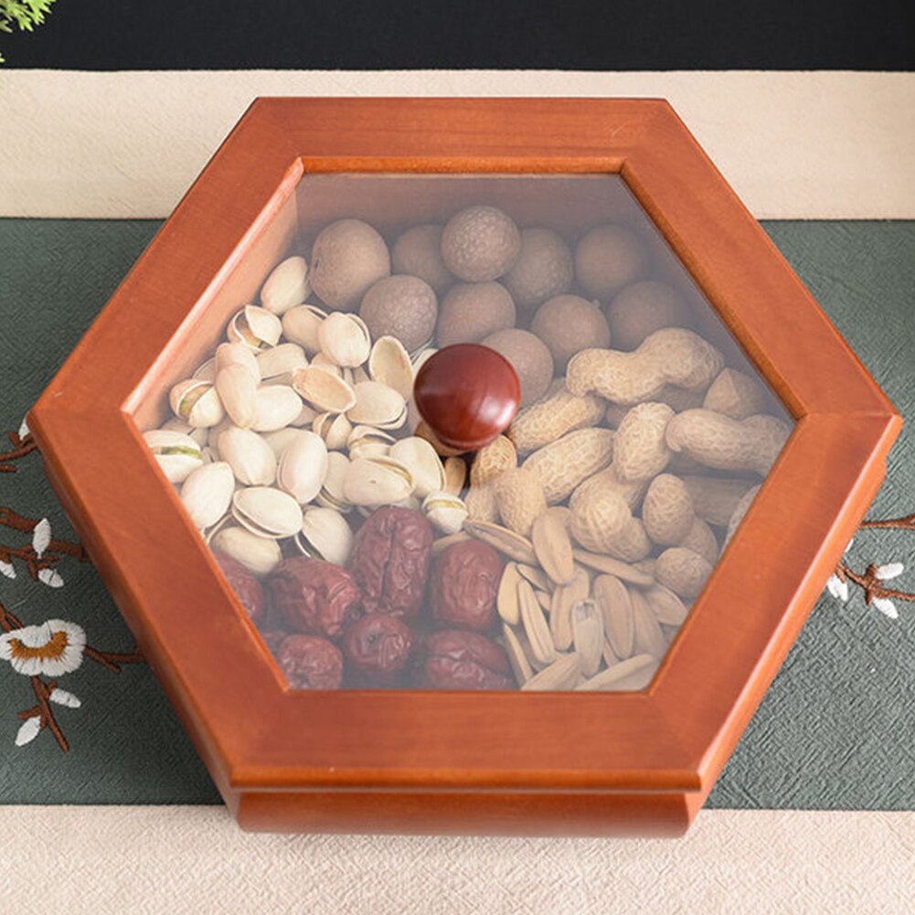 Snack Storage Container Sweets Cookies Desktop Kitchen Sectional Tray Candy Home With Lid Party Serving Wooden Dried Fruit Box: 1