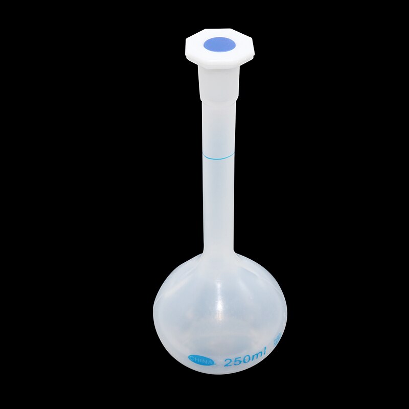 1 stk gennemsigtig plast målekolbe med prop, laboratorie målekolbe, laboratorie kemi laboratorieudstyr