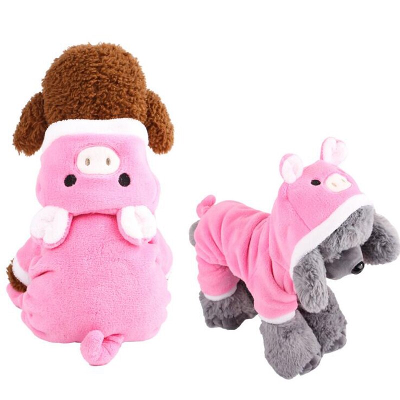 Vinter kæledyr hund fleece jumpsuit tøj varm hvalp kat lyserød pyjamas overall til chihuahua bamse lille stor hund kat ropa perros