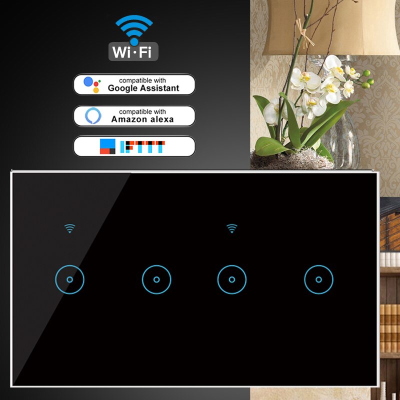 Wifi Smart Switch Tuya Ewelink 4 5 6 Gang Glas Touch Panel Wall Switch Draadloze Control Compatibel Met Alexa Google thuis