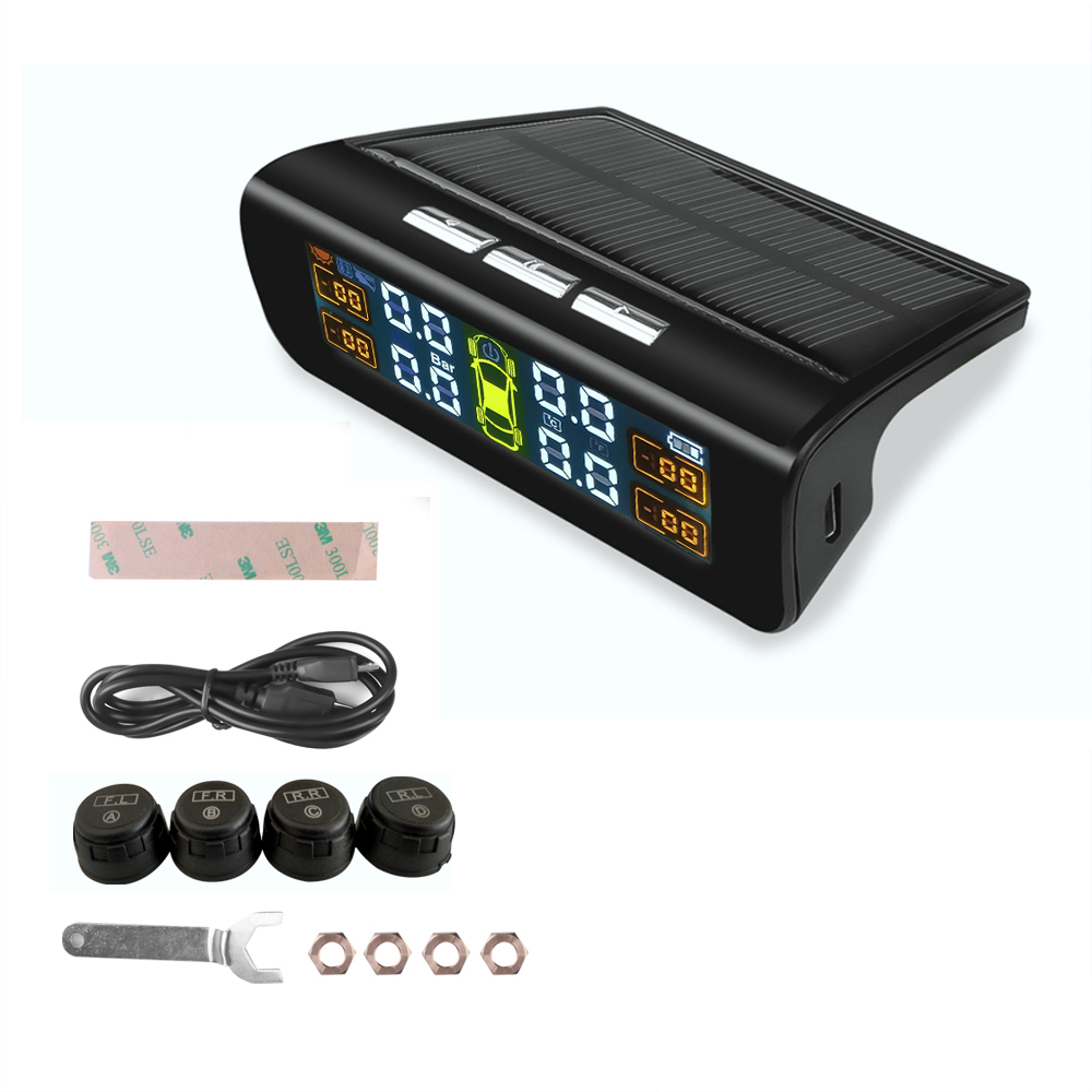 LCD Display Car TPMS Bandenspanning Alarm Solar Power USB Bandenspanning Monitor System Auto Bar Psi Real Time monitoring