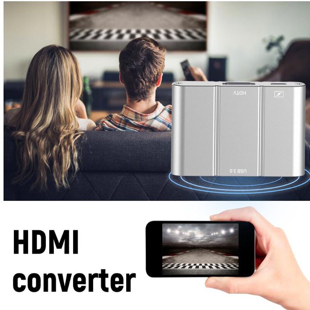 Aluminium Micro Usb 3.0 Naar Hdmi 1080P Hd Video Kabel Hdmi Converter Adapter Voor Android Iphone Voor Hdtv tv Plug Play