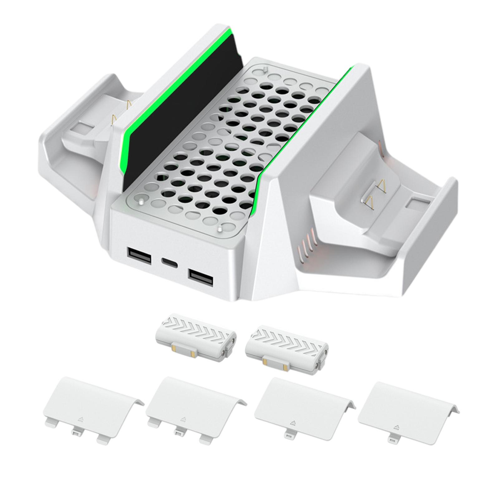 Vertikaler lüfterständer mit ladestation, 3 geschwindigkeitsstufen, zusätzlichen usb-anschlüssen für die series s-spielkonsole, usb-kühler, weiß