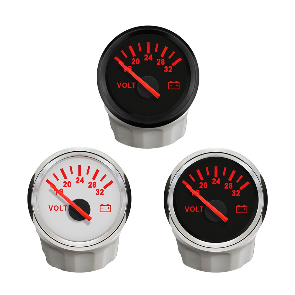 Universelle Wasserdichte 52mm Voltmeter Volt Messgerät Meter 8-16V/16-32V mit verrotten Hintergrundbeleuchtung