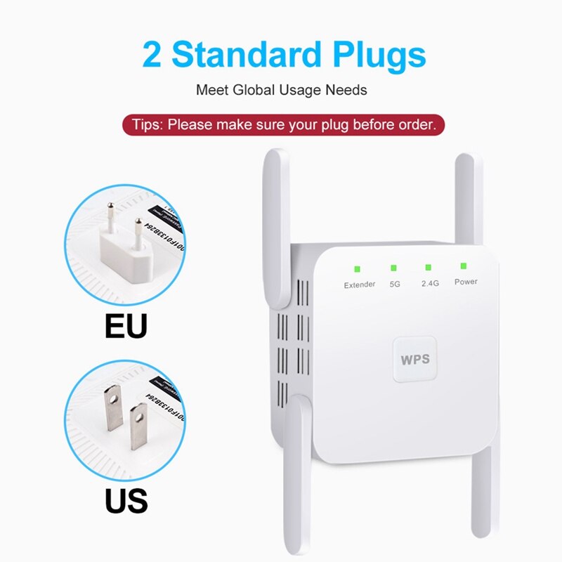 iMice WLAN Repeater - 1200M Dual Band 2.4G/5G - Vier Antennen - Starkes WLAN durch Wand Verstärker