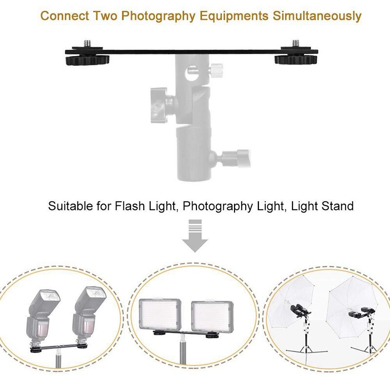 Support de trépied de montage d'appareil-photo de double Flash de 8 pouces avec la vis 1/4 pour la photographie stéréoscopique 3D accessoires d'appareil-photo de DSLR