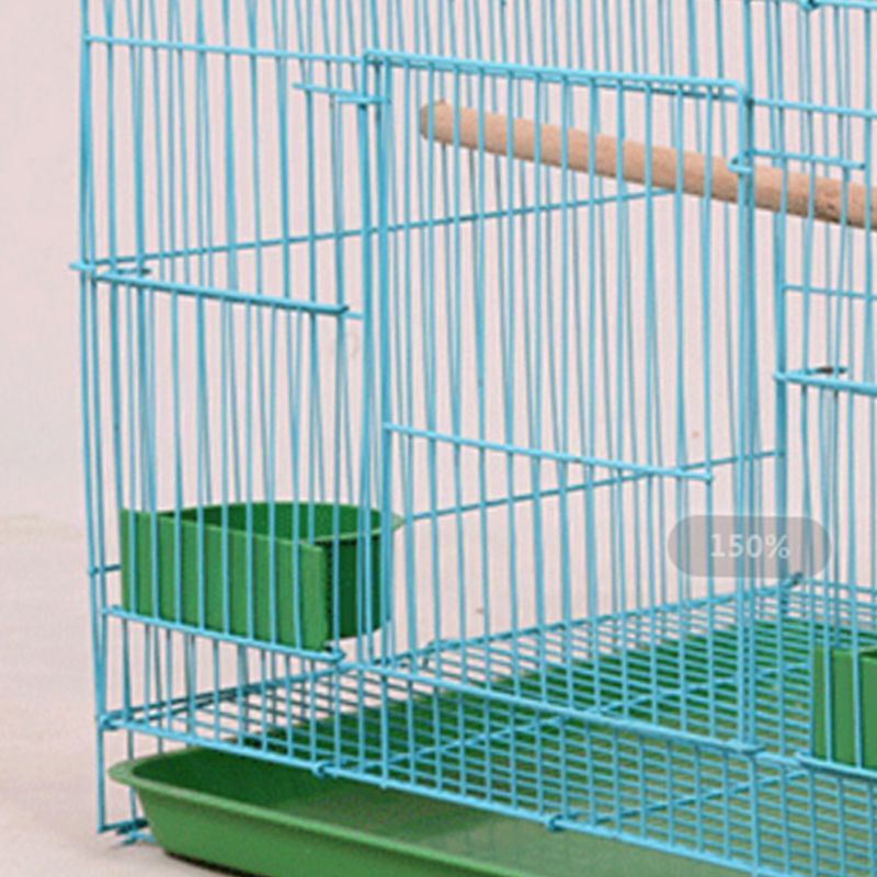 Wire Rectangular Small Cage for Small Birds and Canaries Rekord Equipped with Bird Standing Stick and 2 Semicircular Feeders