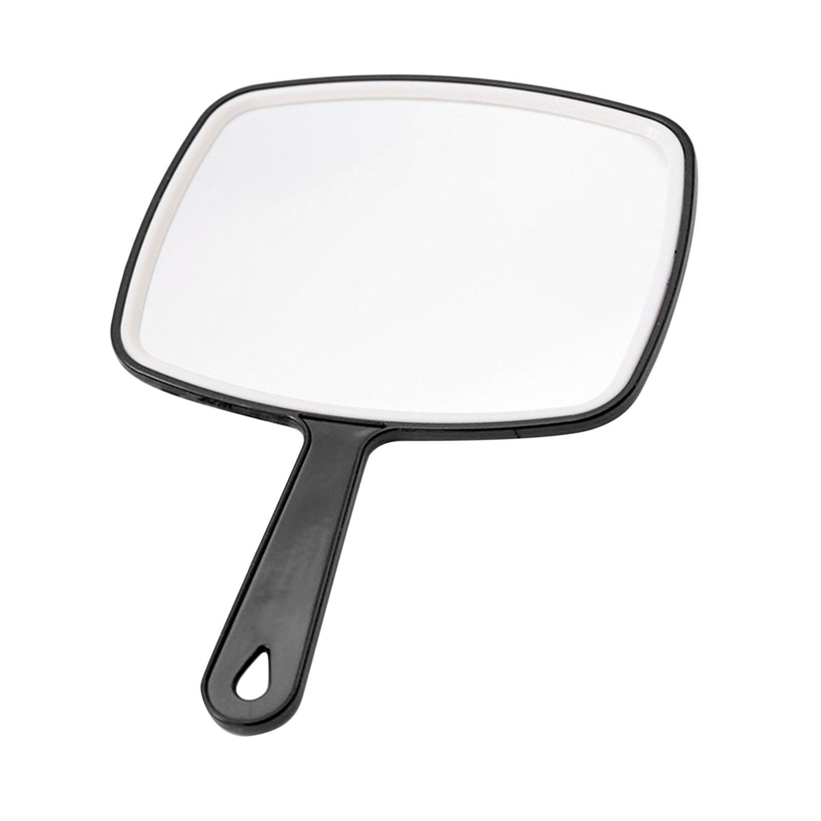 Espejo de mano cuadrado para salón de belleza, herramienta de espejo de mano con mango grande, estilista de pelo: Black