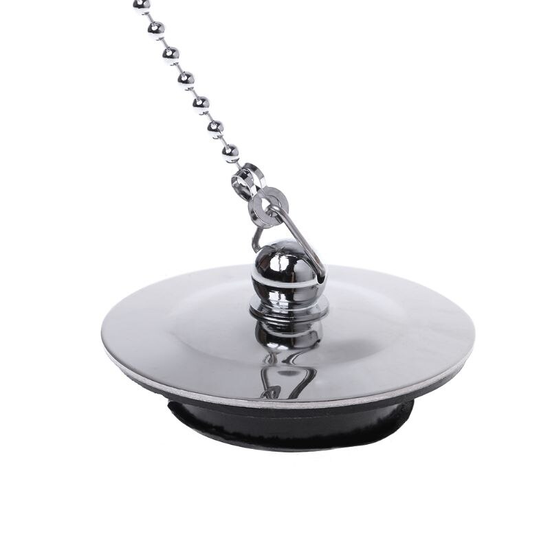 Tapón para bañera con cadena, tapón de agua para lavabo, baño, cocina, cromado